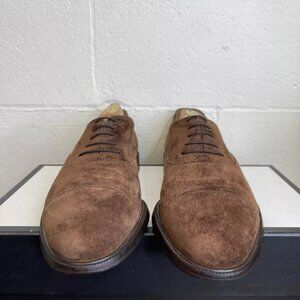 Salvatore Ferragamo Studio Cap Toe Brown Suede Oxford Dress Shoes Mens Size 10 B